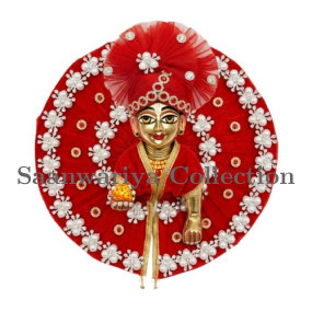 Premium Festive Red Makdi Moti Dress for Laddu Gopal Ji (Size 4