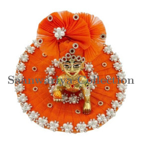 Premium Orange Makdi Moti Dress for Laddu Gopal Ji (Size 4)