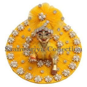 Premium Bright Yellow Makdi Moti Dress for Laddu Gopal Ji Size 4