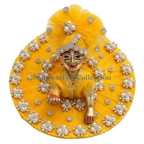 Premium Bright Yellow Makdi Moti Dress for Laddu Gopal Ji Size 4