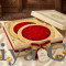 Premium Festive Red Velvet Thal Paros for Puja Thali Cover (20 Inch Diameter, Pack of 2)