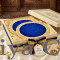 Premium Royal Blue Velvet Thal Paros for Puja Thali Cover (20 Inch Diameter, Pack of 2)